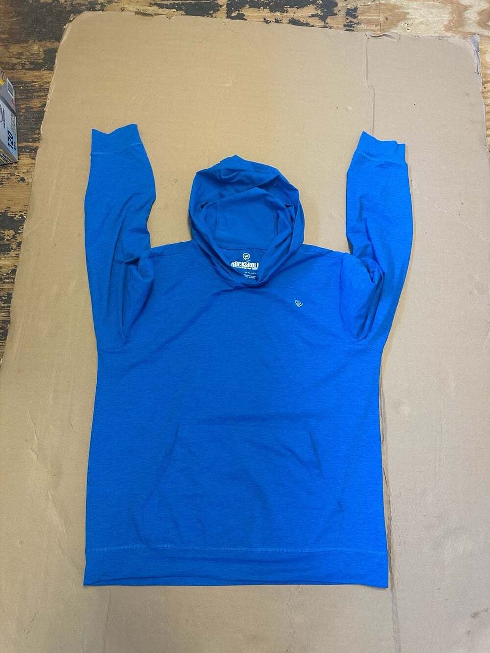 Rock & Roll Denim Blue Pullover Hoodie Size Large